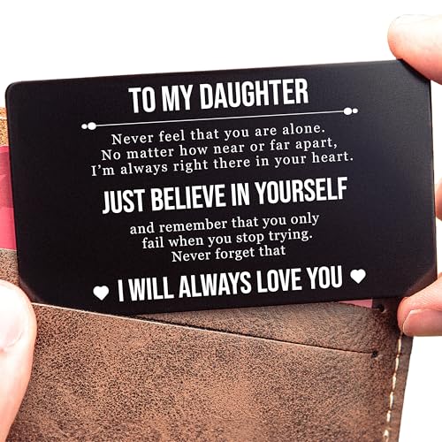 To My Daughter – Engraved Wallet Card from Mom & Dad, Meaningful Gift for Birthday, Graduation, Wedding & Life’s Special Moments