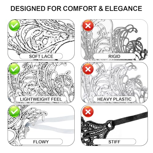 Image of Exlinonline Lace Masquerade Mask Elastic,Fit for Adult,Soft Gentle Material,Specially For Costume,Thememed Party