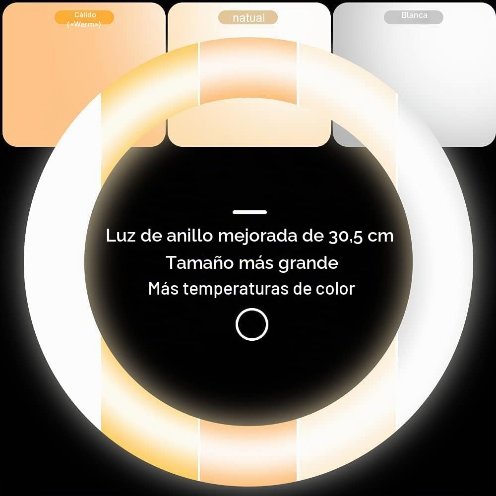UBeesize Anillo de Luz de 12" con Trípode de 170cm, Aro de Luz para Grabar Vídeo y Retransmitir en Vivo en Youtube, Instagram o TikTok, Aro de Luz con Trípode Compatible con Teléfonos y Cámaras