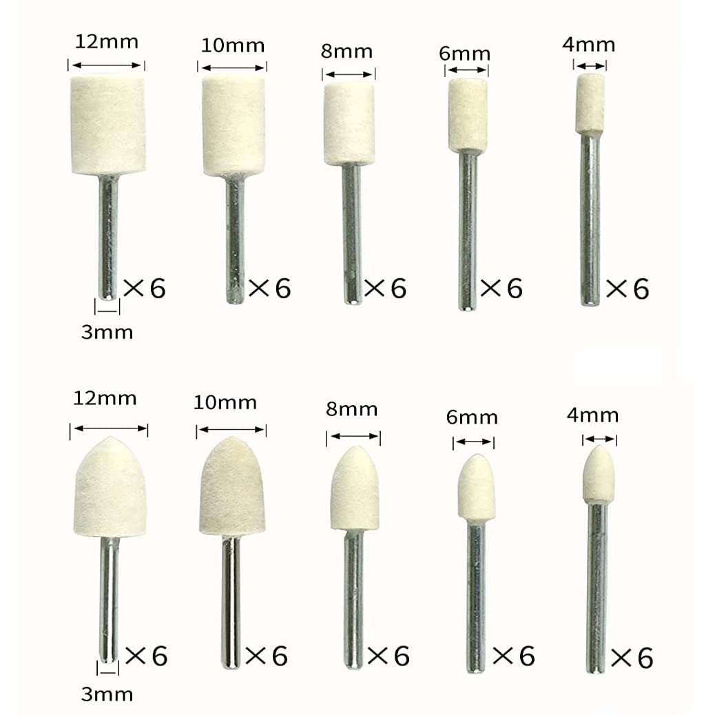 Wool Polishing Bits - 60 Pcs for Rotary Tools -2