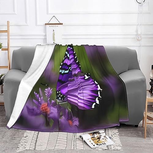 Plaid papillon violet couverture chaude pour canapé et lit - 3