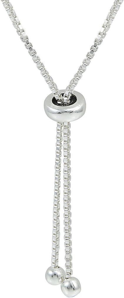 Hoops & Loops Sterling Silver Cubic Zirconia S-Link Design Adjustable Bracelet - Image 2