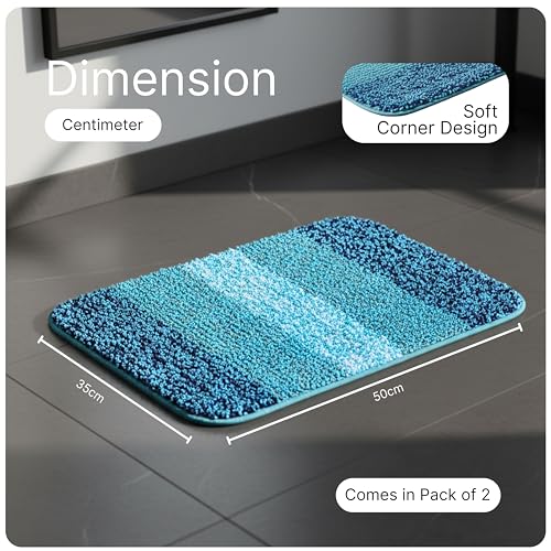 Image of SARAL HOME EASY LIVING Microfiber Striped Anti-Skid Bath Rectangular Mats,35x50cm Pack of 2(Mixed), Multicolour