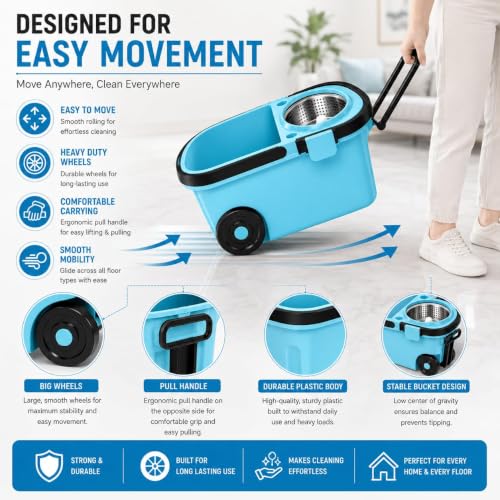 Image of Gourmetop Kitchen Spin Mop with Easy Wring & Rinse System | Gourmetop Kitchen Spin Mop with Easy Wring & Rinse System