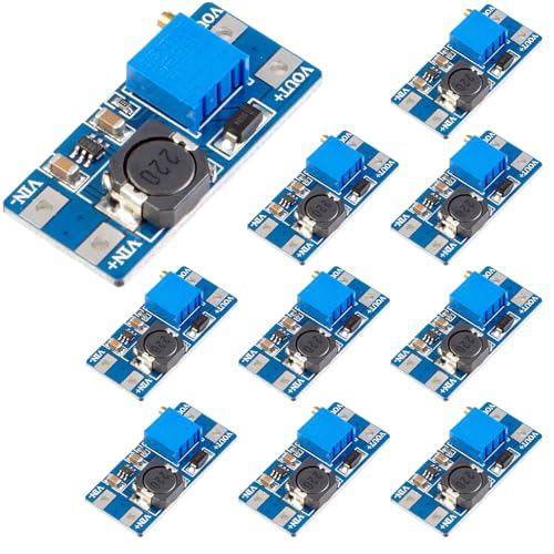 GERUI Lot de 10 convertisseurs de tension DC-DC Step Up Boost 2 V-24 V à 5 V-28 V 2 A et 5 V 9 V 12 V 28 V Réglable Convertisseur Boost Adaptateur d'alimentation...
