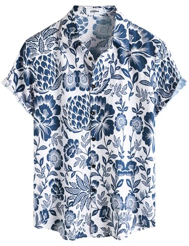 Image of VATPAVE Mens Casual Hawaiian Floral Shirts Short Sleeve Button Down Tropical Shirts Beach Summer Shirts