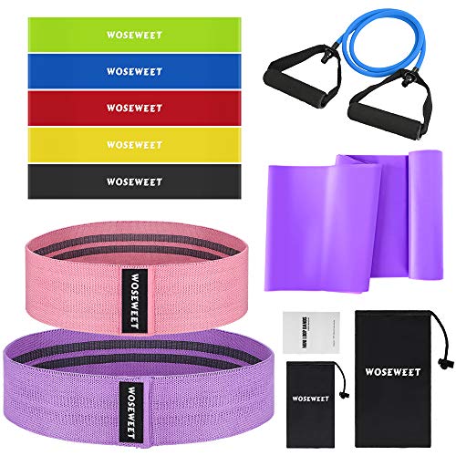 Wosweet Exercise Resistance Bands Set, 11 Pack Workout Bands Set with Guide Book, 5 Loop Resistance Wosweet Exercise Resistance Bands Set, 11 Pack Workout Bands Set with Guide Book, 5 Loop Resistance