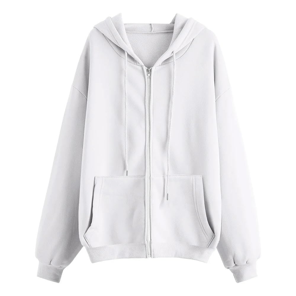 ZBDZSW Damskie Bluzy Z Kapturem Na Zamek Błyskawiczny Casual Jednolity Kolor Oversized Bluza Z Kapturem Jesień Długi Rękaw Bluza Z Kapturem Ubrania Y2K Jesienny Strój
