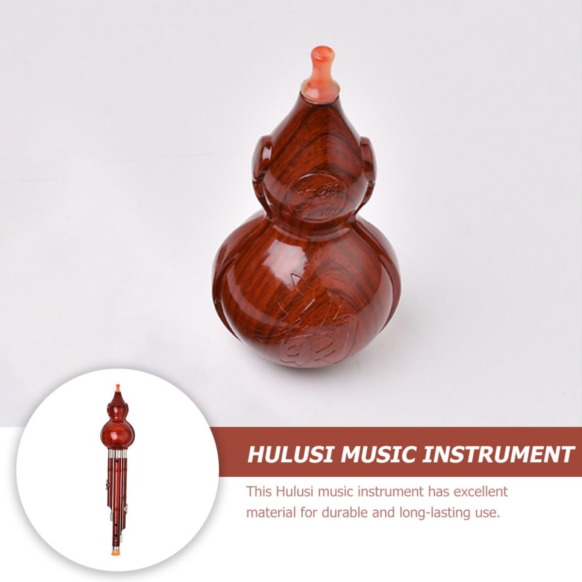 Kisangel Flauta Hulusi Profesional de Baquelita en Tono C, Instrumento de Viento Tradicional Chino para Principiantes, Diseño de Cucurbitácea, Adecuado para Estudiantes y Enseñanza Musical