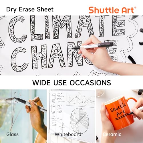 Image of Shuttle Art Dry Erase Markers, 25 Pack Black Magnetic Whiteboard Markers with Erase, Fine Point Dry Erase Markers Perfect for Writing on Dry-Erase Whiteboards Mirrors Glasses for School Office Home