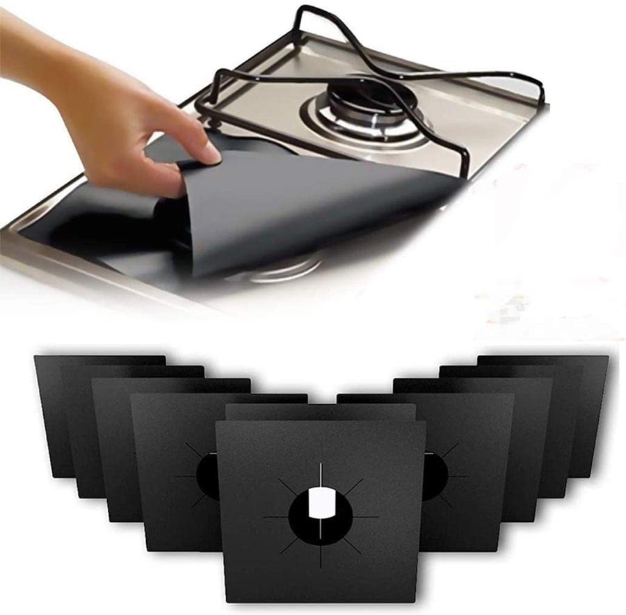 FireMat Protector de placa de cocina (27 x 27 cm, negro o plata), protección contra incendios para...