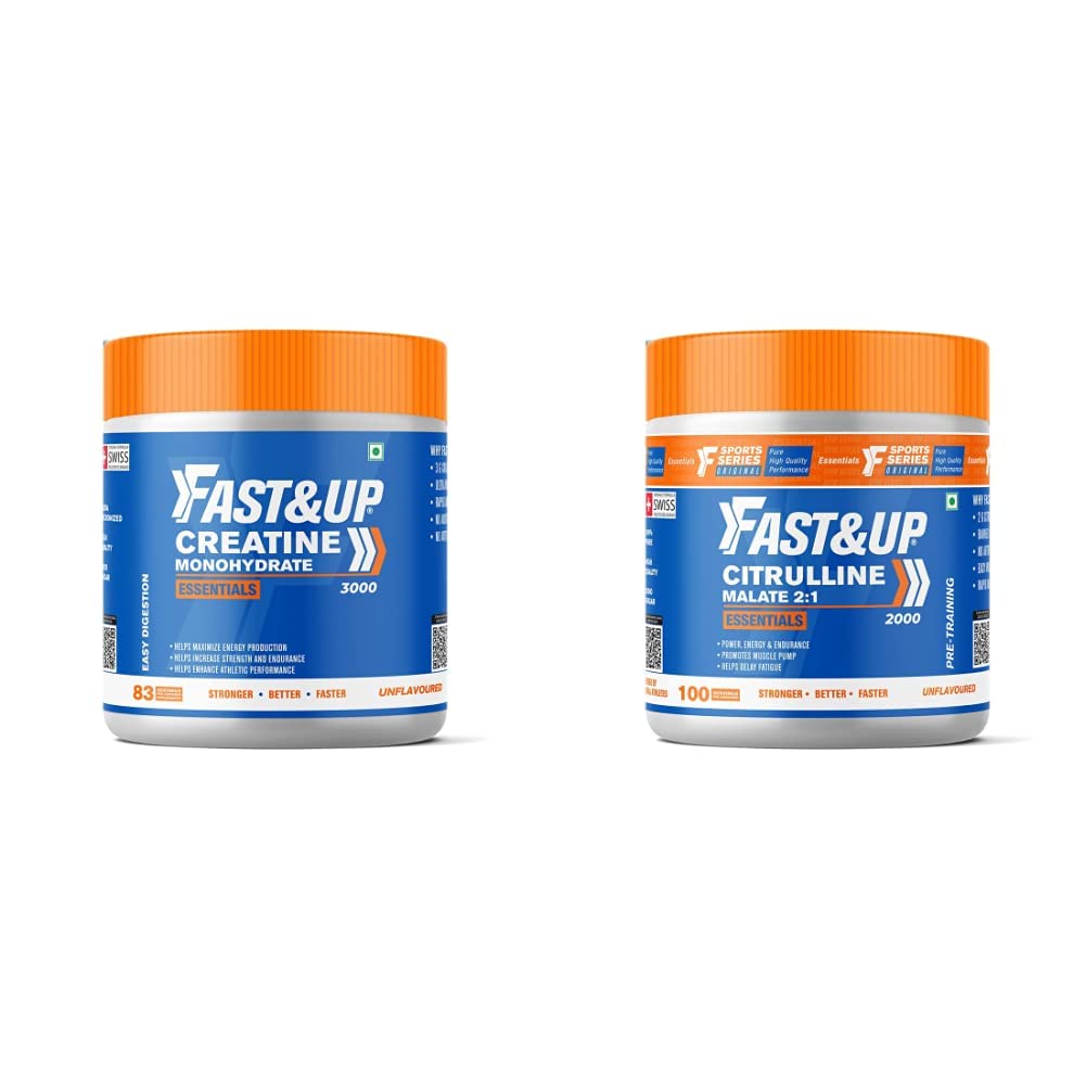FAST&UP Creatine And Citrulline Combo Powder - Creatine (Unflavoured, 83 Servings) And Citrulline (Unflavoured, 100 Servings) (B09B6DXBZ4) Amazon Price History, Amazon Price Tracker