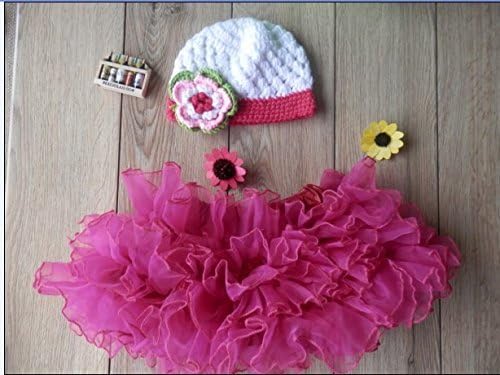 2pcs Newbaby Girl Newborn Princess 0-2 Months Knit Crochet Hat and Skirt Photo Prop Outfits Color: Style 1, Model: