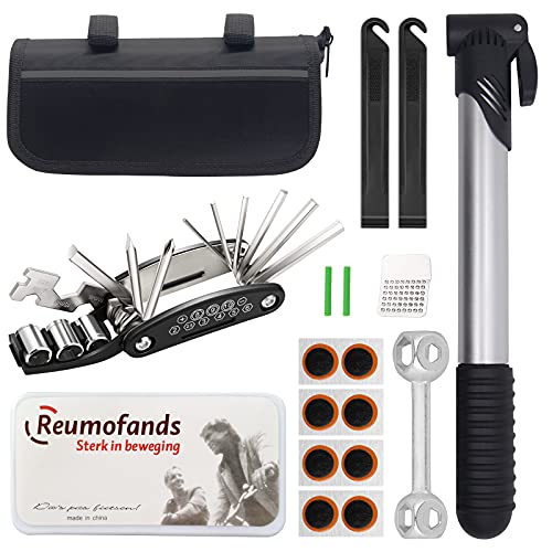 Aiooy Bike Repair Tool Kit,Bike Tyre Repair Kit, Bicycle Tire Pump, Tire Puncture Repair Kit,11 in 1 Multi-Function Bicycle Tyre Lever & Self Adhesive Tube Patch Portable Repair Cycling Tool Set