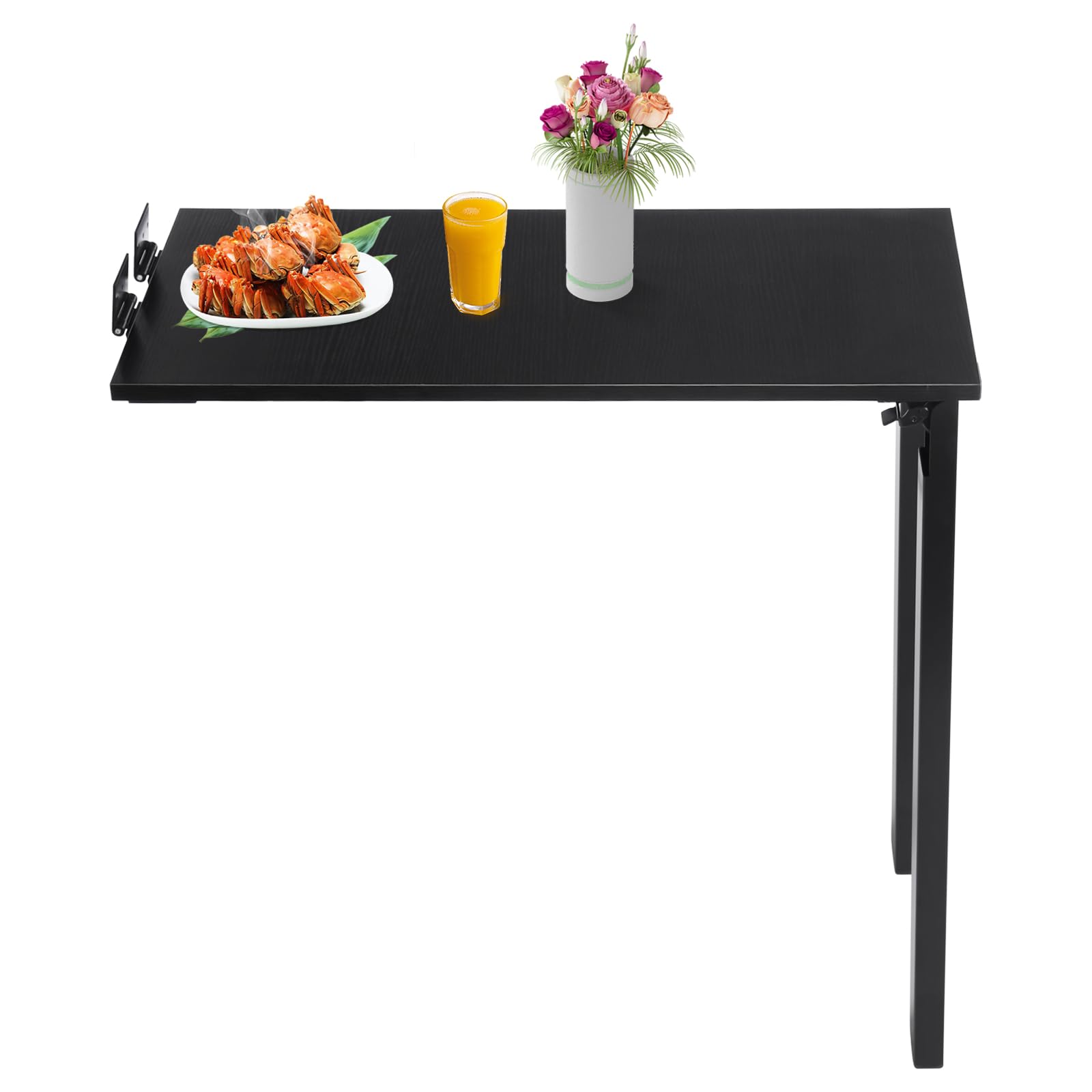 Tavolo pieghevole montato a parete in legno massello E0 grade, 75 x 40 x 74 cm, pieghevole da parete, tavolo da cucina, tavolo da pranzo, tavolo da pranzo (nero)