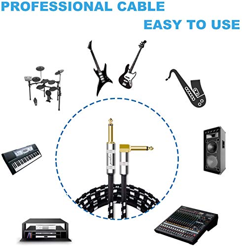 Penker FR-JTXJS-1214-093 2 Pack Guitar Instrument Cable 6Ft,Right Angle 1/4-Inch Ts To Straight 1/4-Inch Ts Gold Plated 6.35Mm Guitar Cord,2 Meter thumb #4