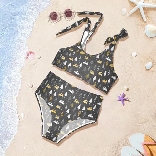 Cars in Forest Girls Two Piece Tankini Swimsuits Summer Bathing Suit Beach Swimwear Set2