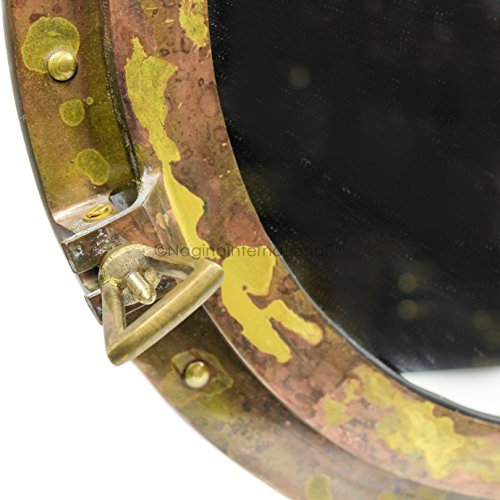 Nagina International Antique Brass Porthole Mirror | Maritime Ship's Decor | Wall Hanging (6 Inches) - Image 4