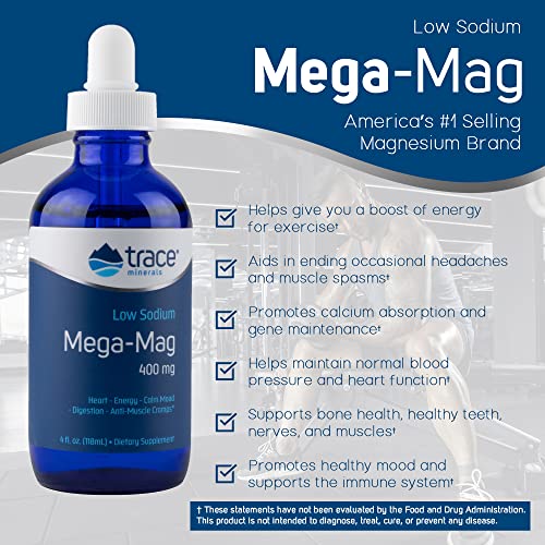Trace Minerals MegaMag 400 mg Liquid Magnesium Chloride Supports Normal Blood Pressure
