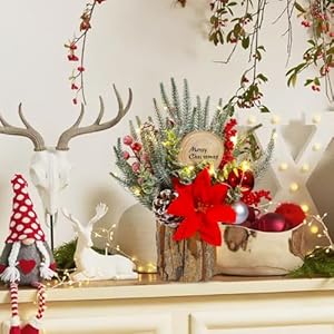 Small Christmas Tree Artificial Mini Tabletop Christmas Tree with Lights Christmas Ornaments Pine Cone Branches Red Berries for Christmas Party Home Indoor Decoration (13 Inches) Small Christmas Tree Artificial Mini Tabletop Christmas Tree with Lights Christmas Ornaments Pine Cone Branches Red Berries for Christmas Party Home Indoor Decoration 13 Inches