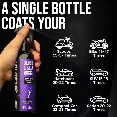 Image of CAR101 Graphene Coating Spray - 300ml | Ceramic + Hydrophobic Finish | Advanced UV Protection | Extreme Gloss | Easy DIY Application | For Cars & Bikes,Multicolor