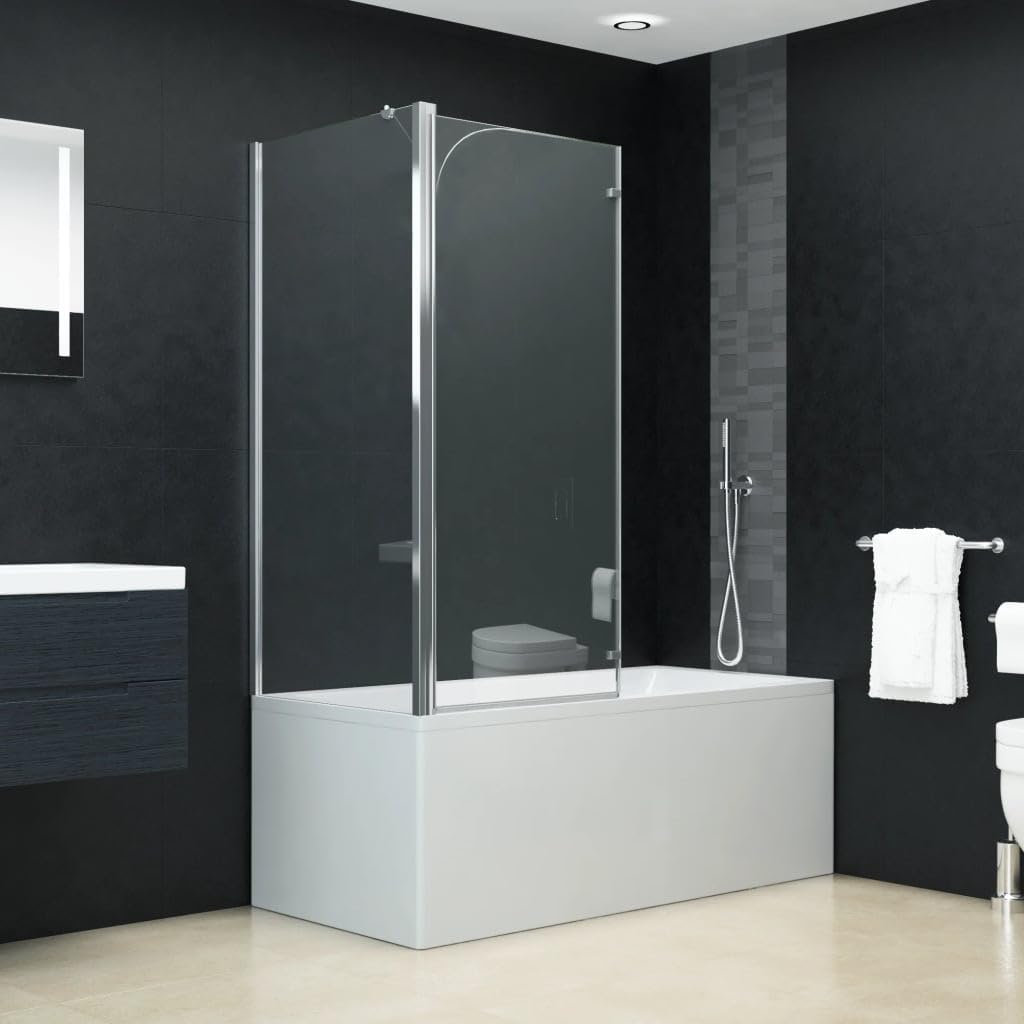 Willood Mampara Ducha 1 Hoja Plegable Pivotante Doble + 1 Hoja Fija Cristal Seguridad Vidrio Templado ESG Cabina Baño Transparente Cierre en L Bañera