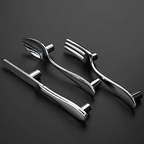 PIXNOR 3pcs Knife Spoon Fork Kitchen Cabinet Closet Drawer Pull Handles Knobs 3 Inch Center to Center - Thumbnail 5
