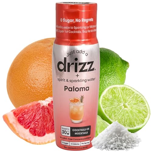 Drizz Paloma Mix Drops - 1 Pack, Makes 30 Drinks - Grapefruit Tequila Mixer - Pocket-Sized Cocktail & Mocktail Mix - Just Add Tequila & Water - Zero Sugar, Low Calorie, Made In Usa