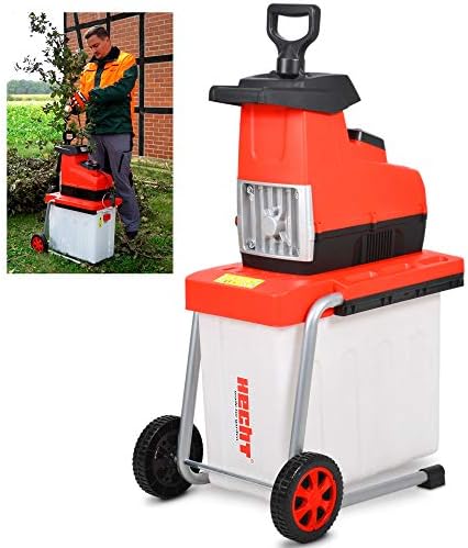 HECHT Elektro Walzenhäcksler – Gartenhäcksler mit 2800 Watt Power Motor, extrem leise, 60 Liter Auffangbox, Selbsteinzug, Nachstopfer, Rücklauffunktion - Leisehäcksler für Holz bis zu 44 mm stark