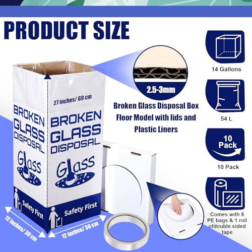 Image of Resurhang 10 Sets Cardboard Broken Glass Disposal Box Floor Model Laboratory Safe Trash Can for Glass Sharps Disposable Garbage Disposal Container Cartons Trash Bins (12 inch L X 12 inch W X 27 inch H)