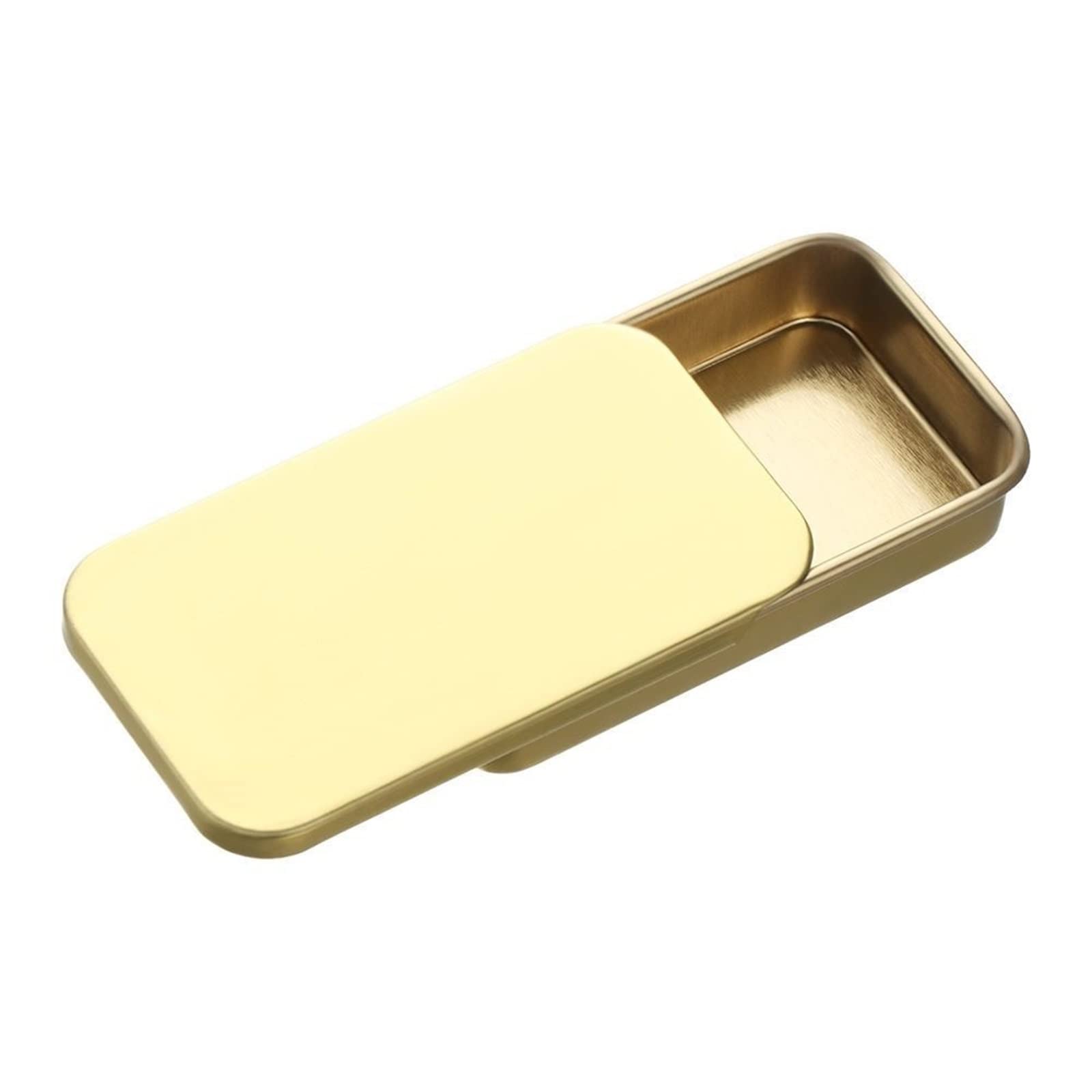 JINGYAN Storage Boxes Iron Box Sliding Rectangular Empty Jar Storage Jewelry Pill Tin Container Cosmetic(Gold)