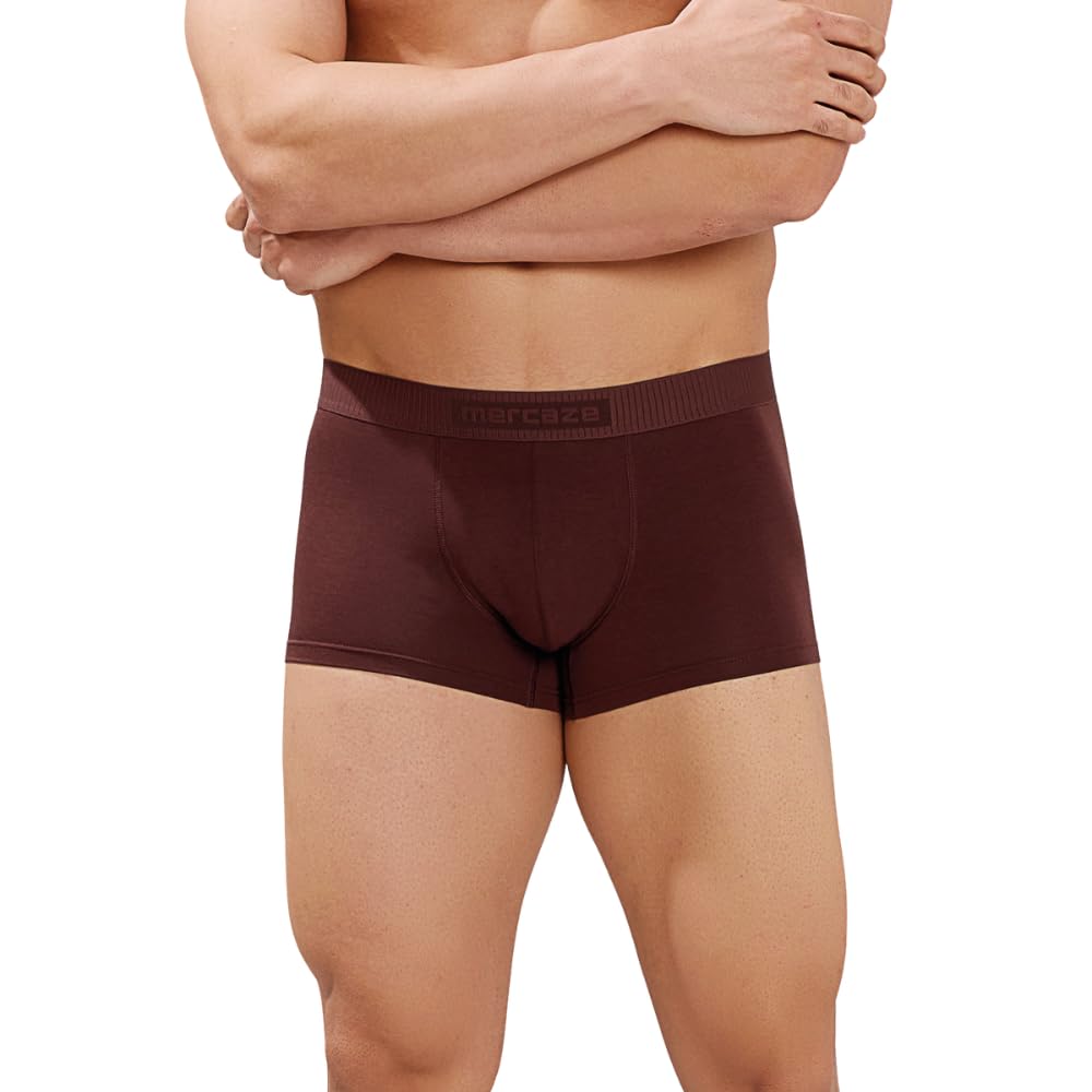 mercaze Men's Underwear Trunk - Soft Elastic Waistband Premium Bamboo Cotton Spandex Innerwear for Men (Hipster) - M116 - Ultra Soft, Comfort Fit, 4 Way Flex, Quick Dry, Breathable Fabric - Brown, XL-picture-43