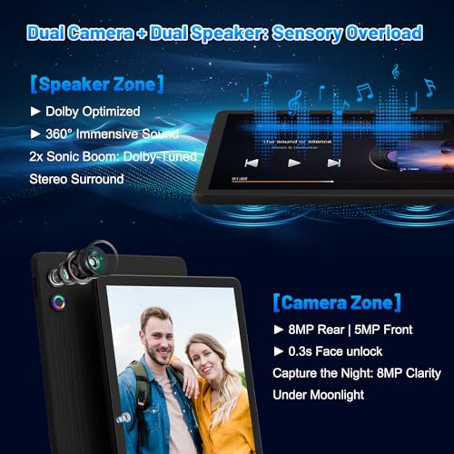 Image of Gleeso Tablet, 11 Inch Android Tablet, 16GB RAM 128GB ROM 2TB TF Expandable, Octa-Core, 6500mAh Large Battery, WiFi 6, Bluetooth 5.4, IPS HD Display, Dual Camera & Dual Speaker, Face Unlock, Gift