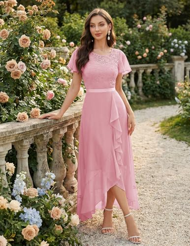 Image of BeryLove Formal Dresses for Women 2026 Wedding Guest with Slit Cocktail Elegant Lace Long Prom Dress