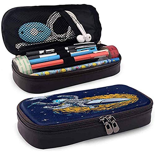 Estuche para lápices, Estuche para lápices, Estuche para lápices, Cosmonauta con espacio exterior impermeable de gran capacidad con bandera 20cm * 9cm * 4cm