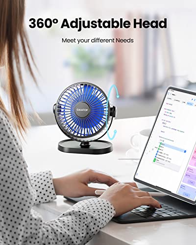 Gaiatop Small Desk Fan Baterry Operated, 360°Rotation Rechargeable Portable Fan 3 Speed Strong Airflow, 5.5 Inch Usb Quiet Table Fan For Home, Office, Bedroom, Camping (Black) #TOP5