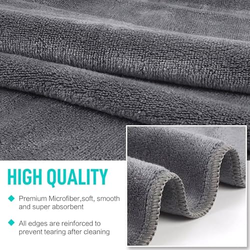 Image of Pack of 2 Microfiber Cloth for Car Drying - 60x40cm Car Cleaning Cloth 400 GSM Superior Softness, Super Water Absorbent Towel for Car, Bike and Household Cleaning - Grey