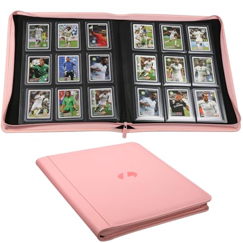 Toploader Binder Holds 288 Toploaders 9 Pocket Double-Sided Top Loader Binders with Sleeves for 3 x 4 Toploaders Card Holder for Trading Cards or Sports Cards(Pink)