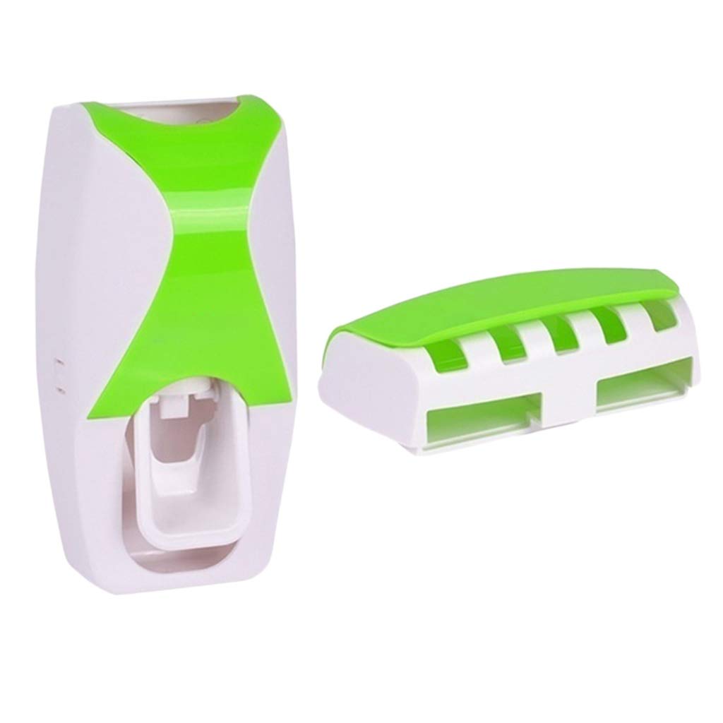 Auto Automatic Toothpaste Dispenser Toothbrush Holder Set Green-image-9