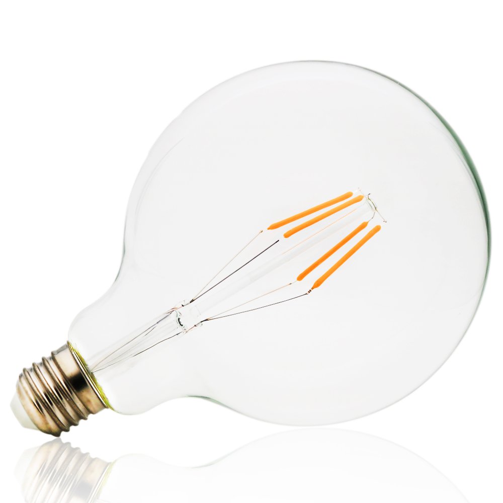 Mengjay® 20 bombillas de 4 W, G125, E27, no regulable, 4 filamentos, luz blanca cálida, 2900 K, rosca Edison, 125 x 165 LED, bombilla de filamento, 40 W, repuesto 650