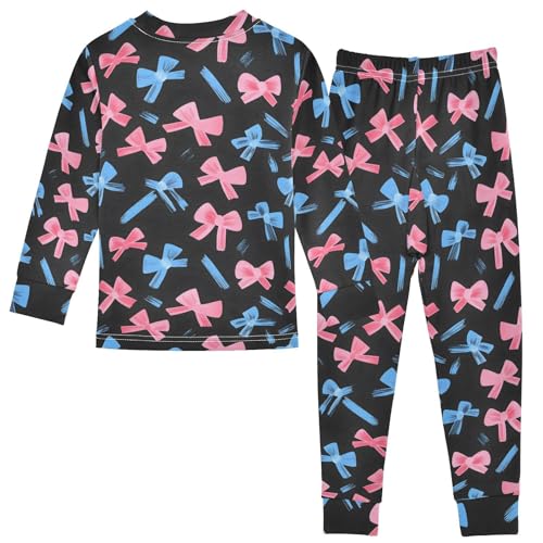 ALAZA Blue Bow Funny 2 Piece Pajama Set Long Sleeve Top and Pants Sleepwear Unisex2