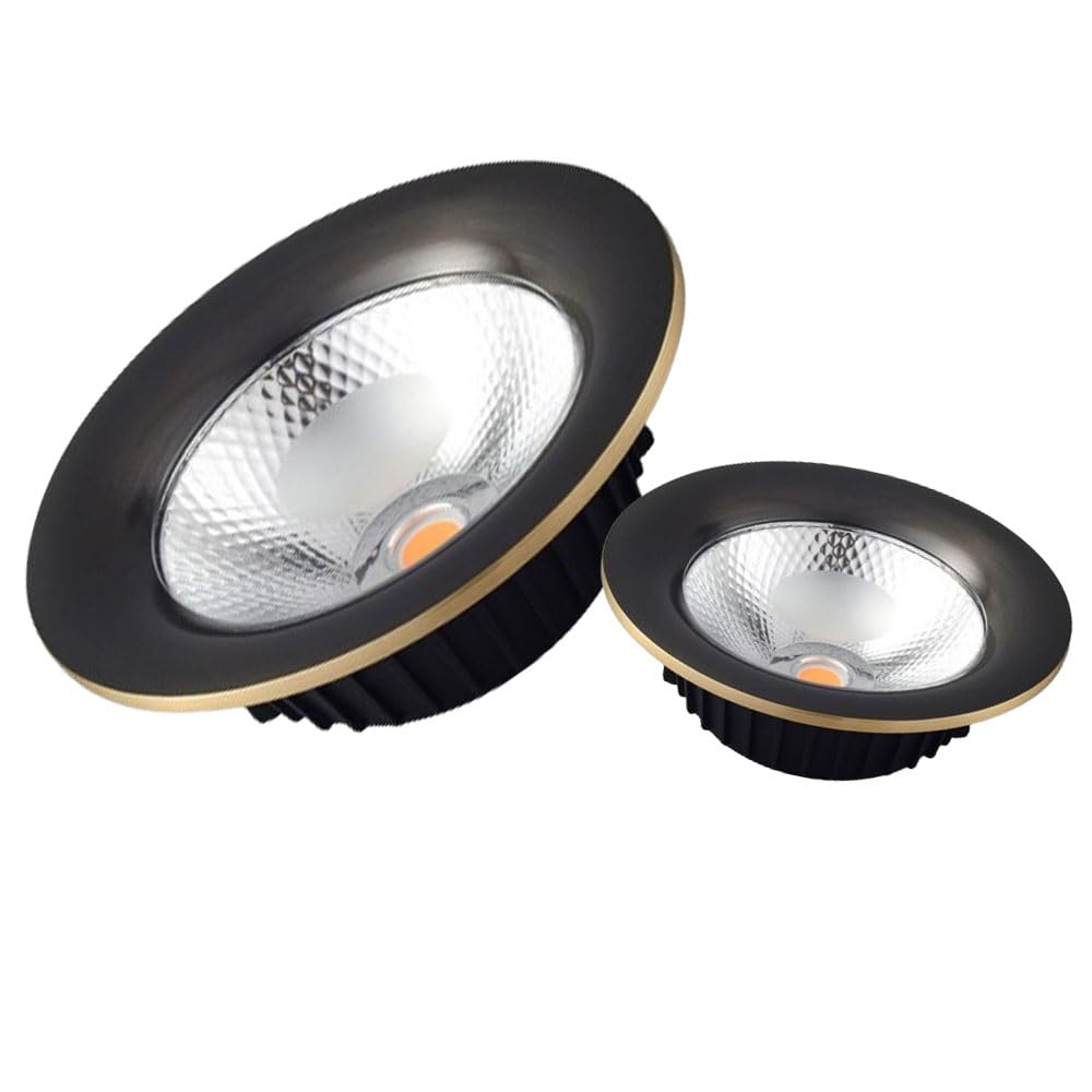 ASerZenith 5.9 Inch Round Downlight Luminaire, Brushed Brass Finish,12W Led Recessed Light Fixtures, 3000K|4000K|6000K Dimmable Eyeball Retrofit Spotlight, Led Can Lights,Black