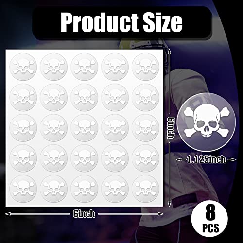Image of Leinuosen Helmet Stickers Football Baseball Helmet Decals 1-1 /8 Inch Vinyl Sports Football Decals Self Adhesive Hockey Stickers for Hockey, Lacrosse, Batting(Clear Print White,Skull)