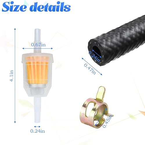 Miniatura 2 de BESULEN Kit de manguera de línea de combustible de 1/4 de pulgada, línea de combustible de 6 pies + 2 filtros de combustible en línea de gas de 1/4
