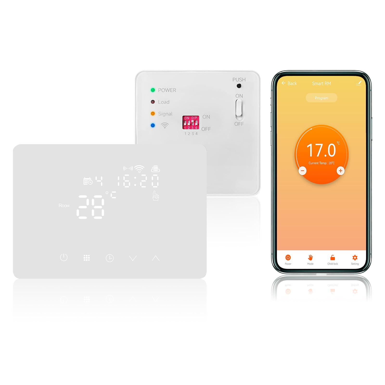 KETOTEK Termostato Inalámbrico con RF Receptor WiFi para Caldera 5A, Kit de Cronotermostato Calefaccion Inalámbrico con 220V Receptor Programmabile Compatible con Alexa, Control por App y Voz