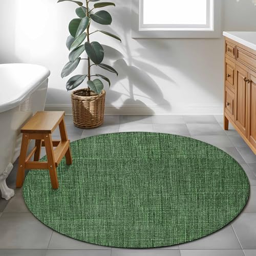 Tapete redondo lavable 4ft color verde oscuro para interior miniatura 4