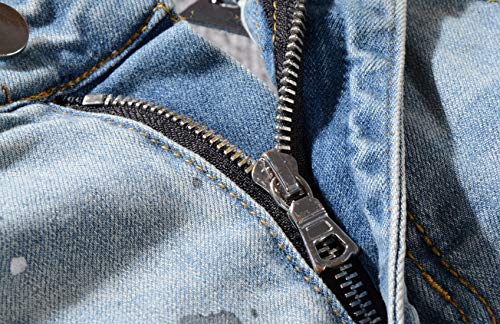 Itemnew Man's Fashion Painting Print Slim Fit Distressed Moto Ripped Denim Jeans Pants3