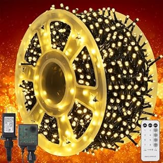 WATERGLIDE 1000 LED Christmas String Lights, 328 FT Green Wire LED Decorative Fairy Lights with Remote & 8 Modes, Waterproof for Outdoor Xmas Holiday Party Garden Wedding Home Decor, Warm White