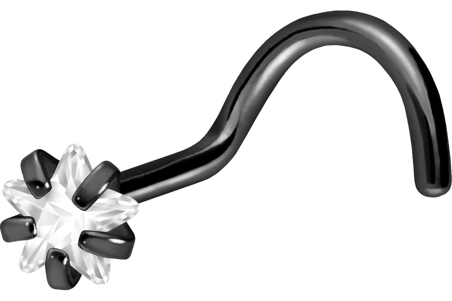 PIERCINGLINE Piercing de nariz en espiral de titanio, diseño de estrella de cristal engastada, color a elegir