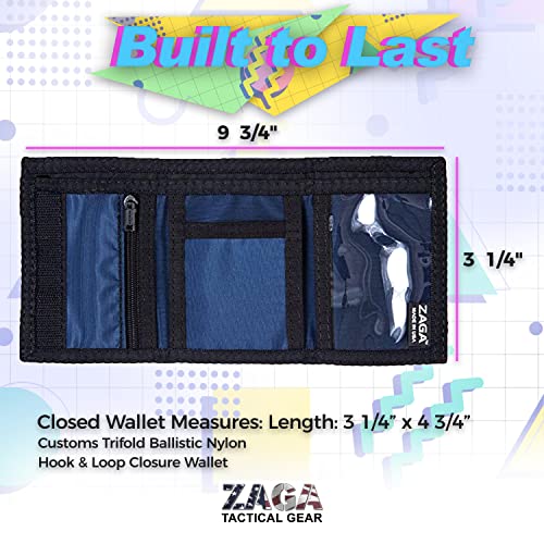 Buy Nylon Trifold Velcro Wallet W/1 Clear Id Pocket Navy Blue at